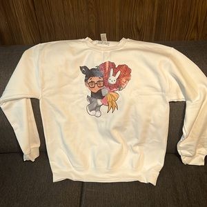 Large custom Bad Bunny cartoon sweatshirt